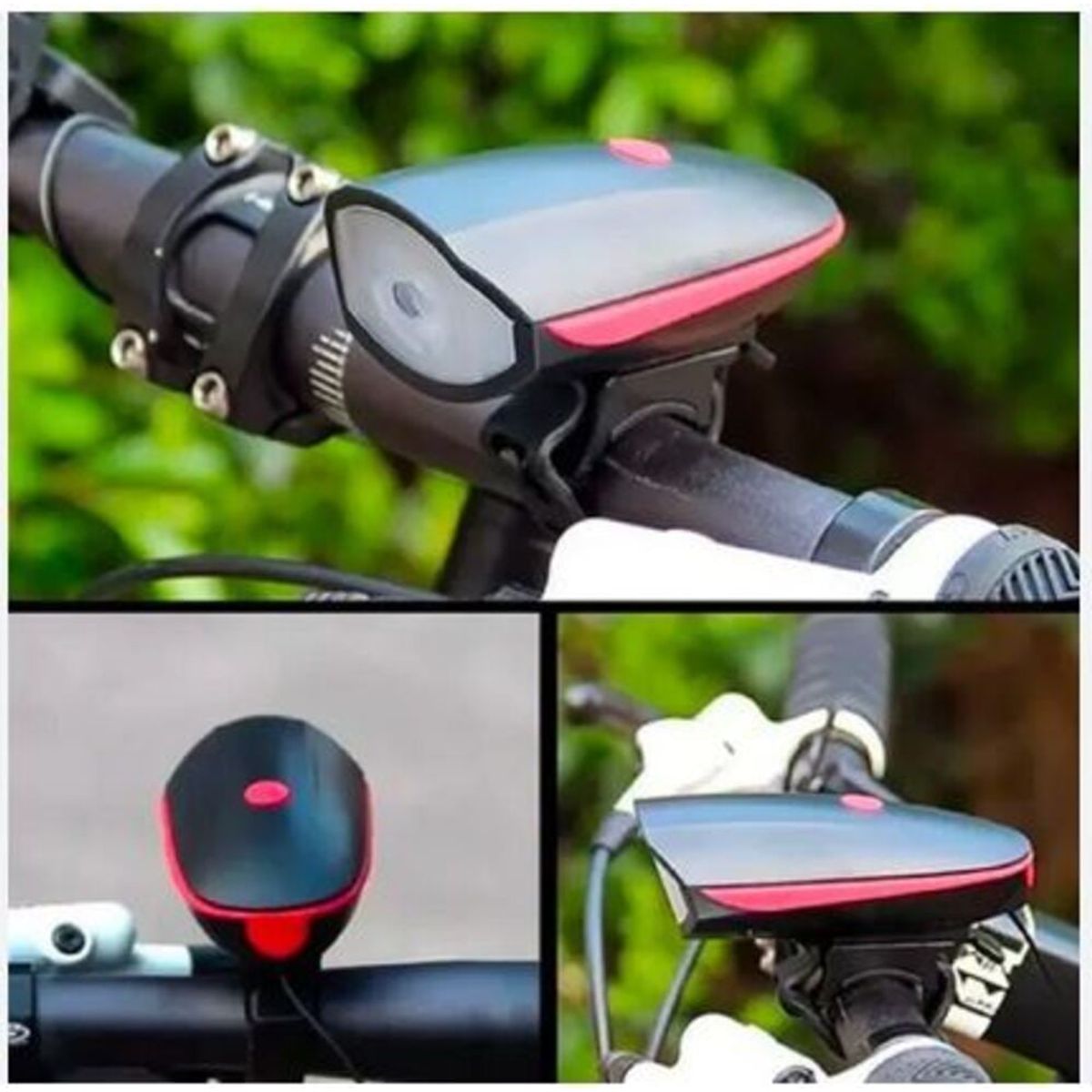 GENERICO - Luz bicicleta 250 lms recargable Bocina usb Color Rojo