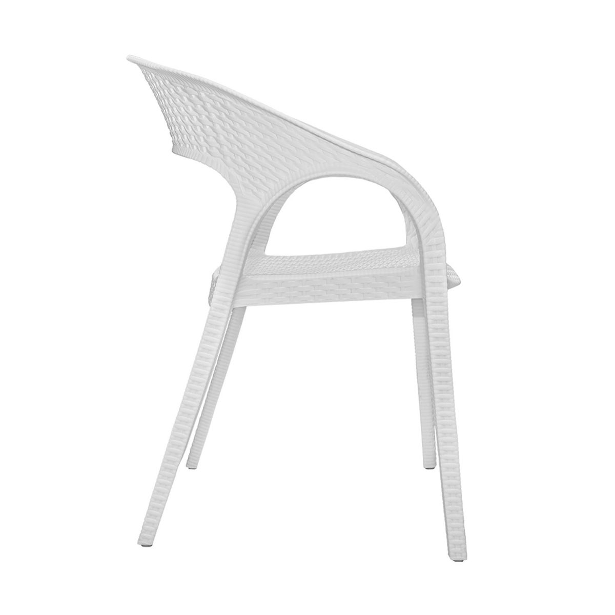 GENERICO - Pack 2 Sillas Terraza Ratan Curve Con Brazos Blanca