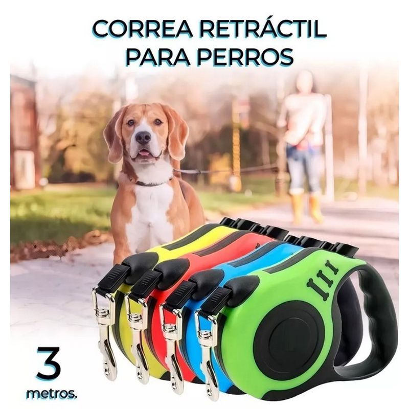 GENERICO - Correa Perro Mascota Retractil Extensible Color Amarillo 3 M