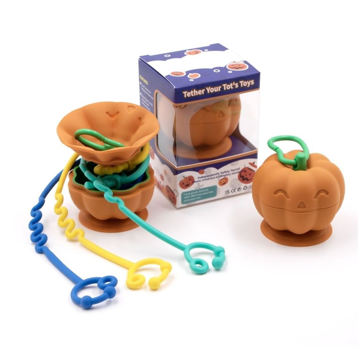 OEM - CALABAZA SUJETADOR DE JUGUETES Y CHUPETES SILICONA