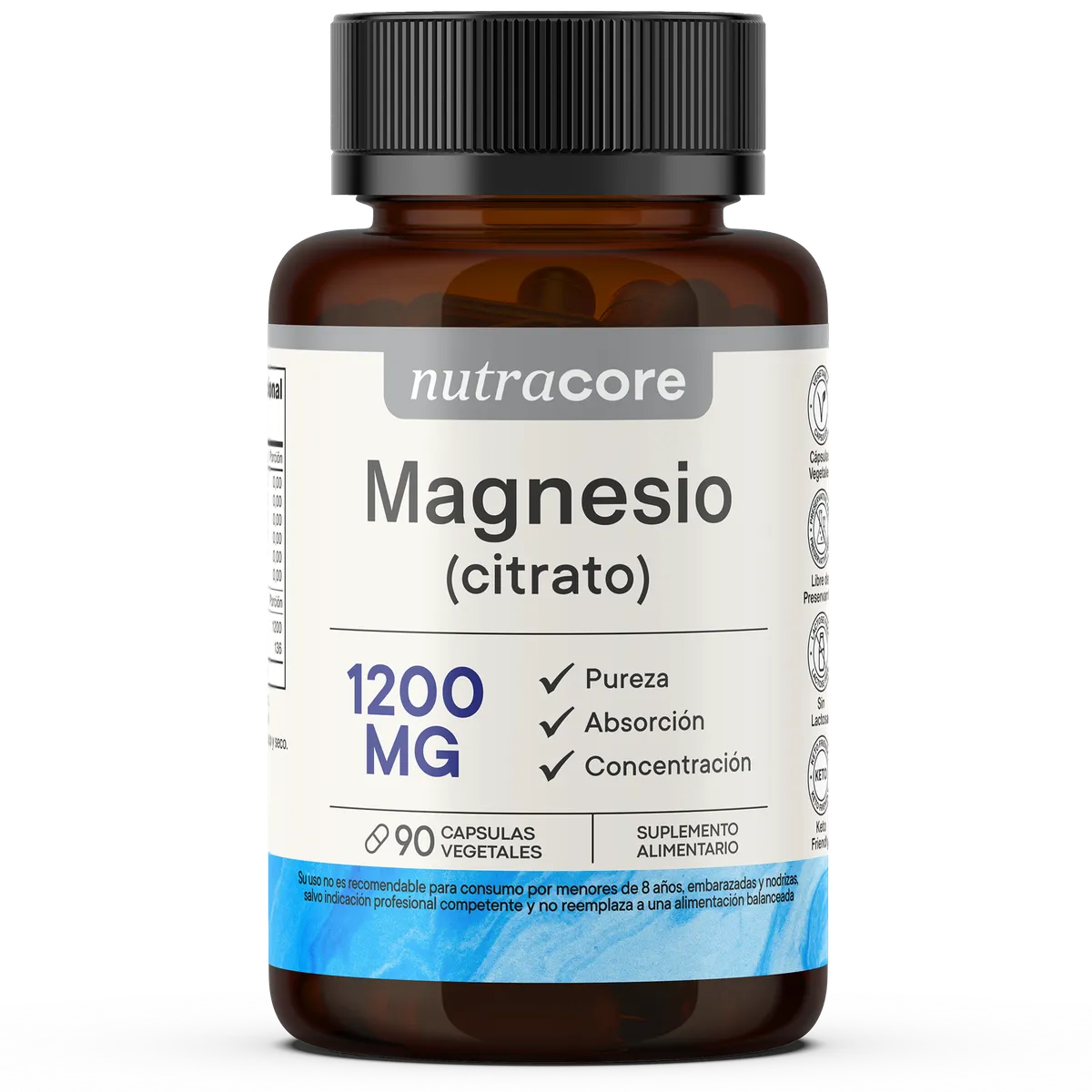 NUTRACORE - Citrato de Magnesio 1200mg - 90 Cápsulas - NutraCore