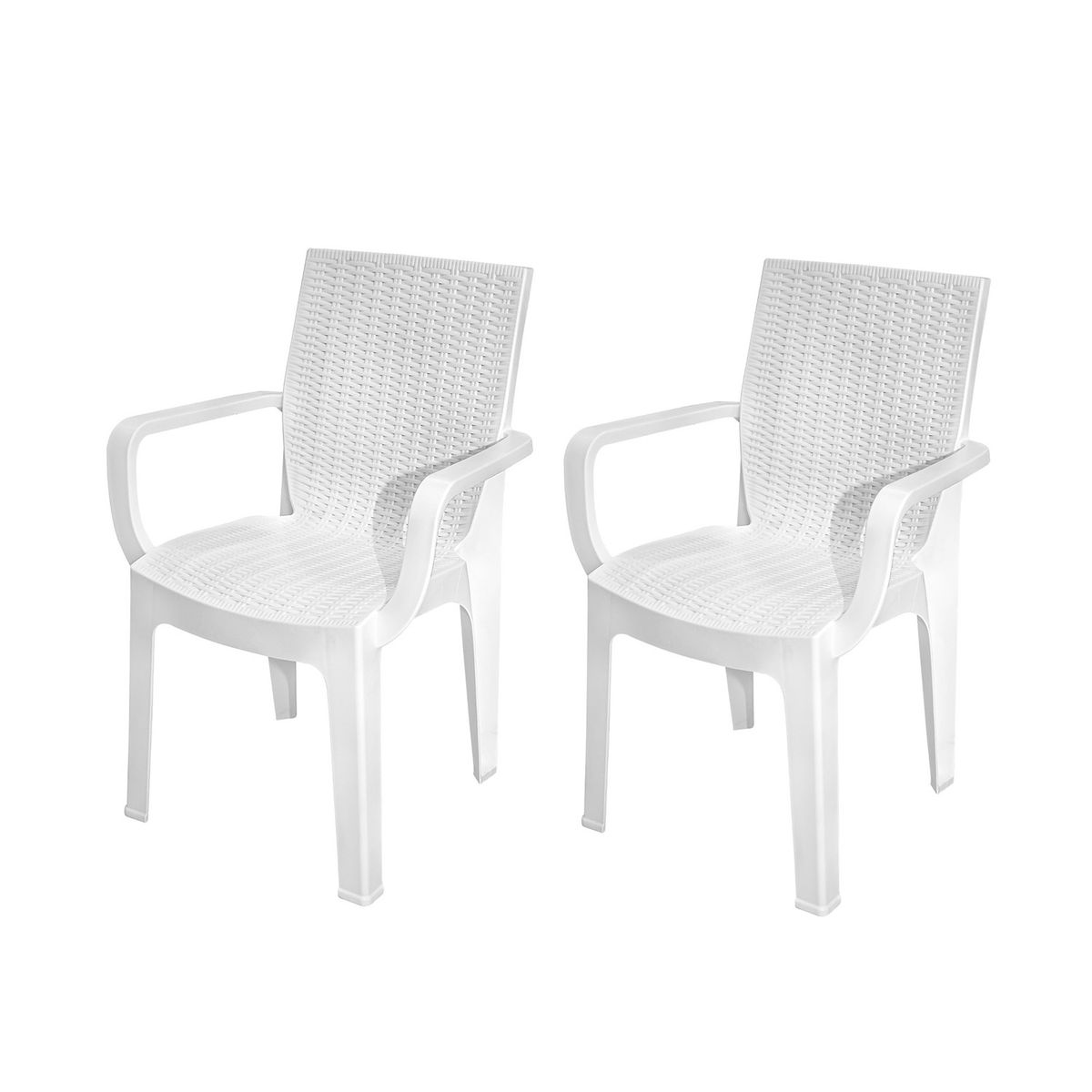 GENERICO - Pack 2 Sillas Terraza Ratan Corsa Con Brazos Blanca