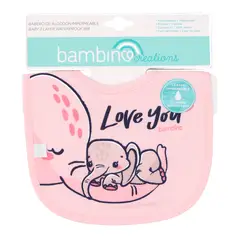 BAMBINO - Babero De Algodón Impermeable Rosado Elefantes Niña