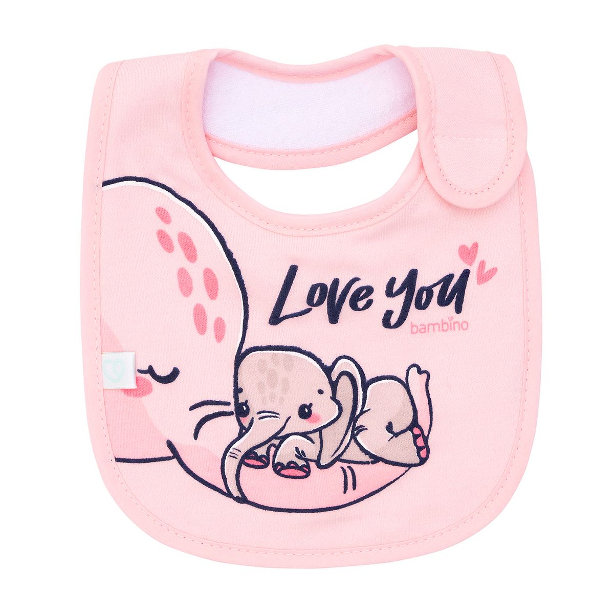 BAMBINO - Babero De Algodón Impermeable Rosado Elefantes Niña