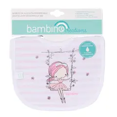BAMBINO - Babero De Algodón Impermeable Blanco Niña Rayas Niña