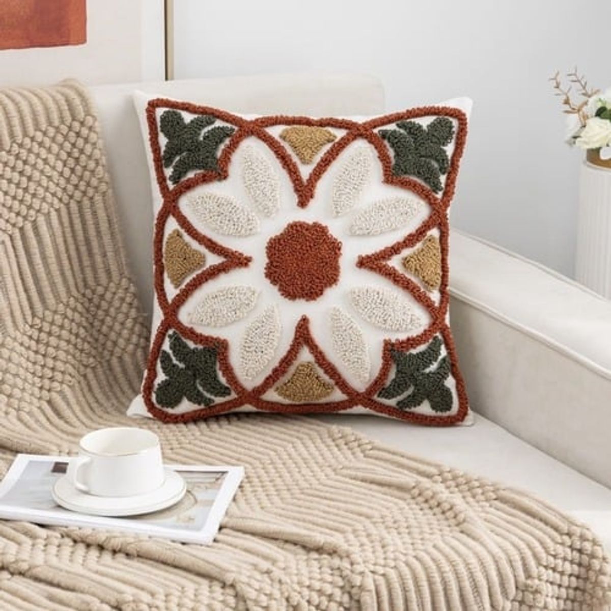 GENERICO - SET 4 FUNDA PARA COJIN MODELO BOHO 45X45 B12