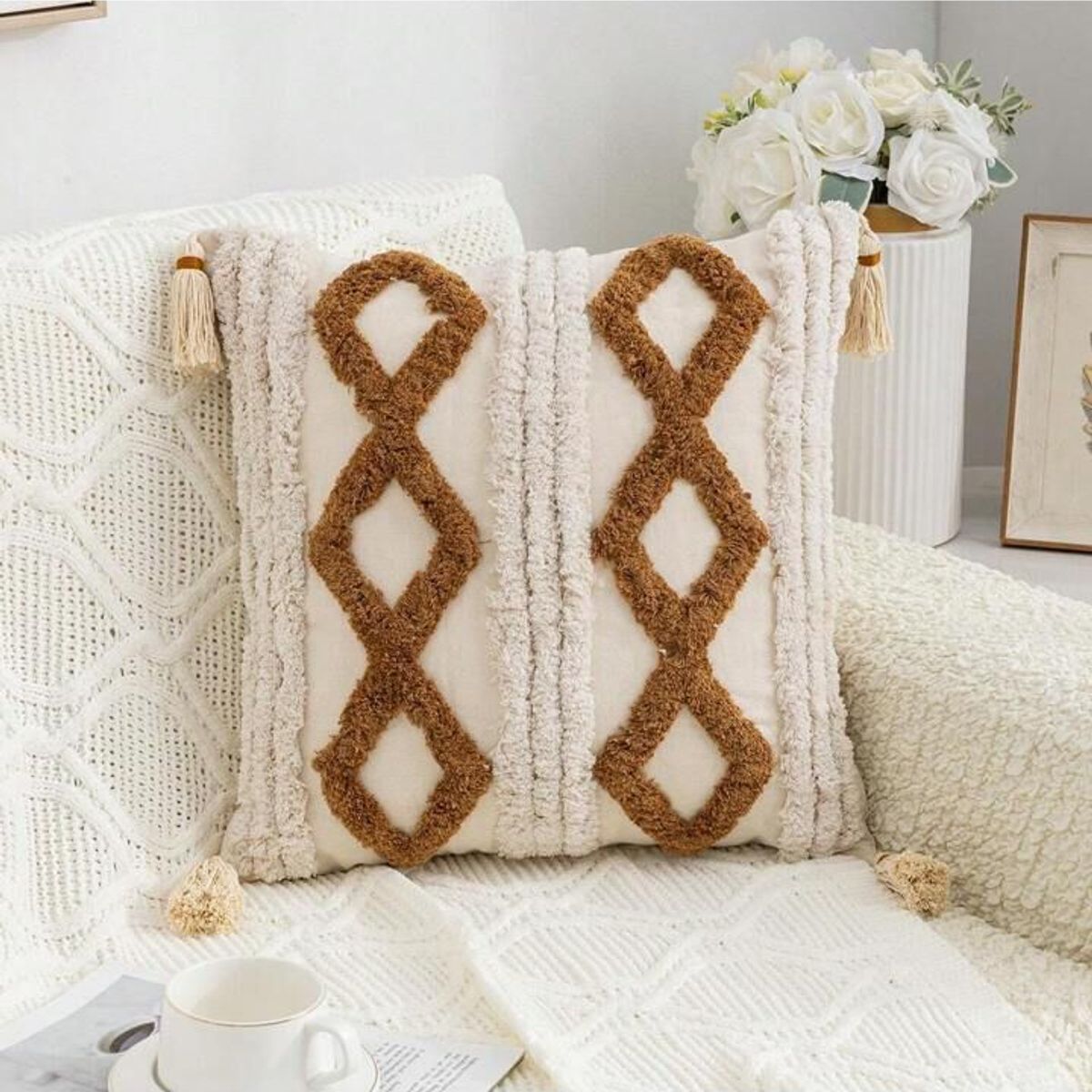 GENERICO - SET 4 FUNDA PARA COJIN MODELO BOHO 45X45 B3