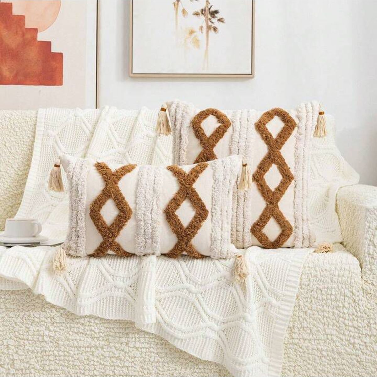 GENERICO - SET 4 FUNDA PARA COJIN MODELO BOHO 45X45 B3