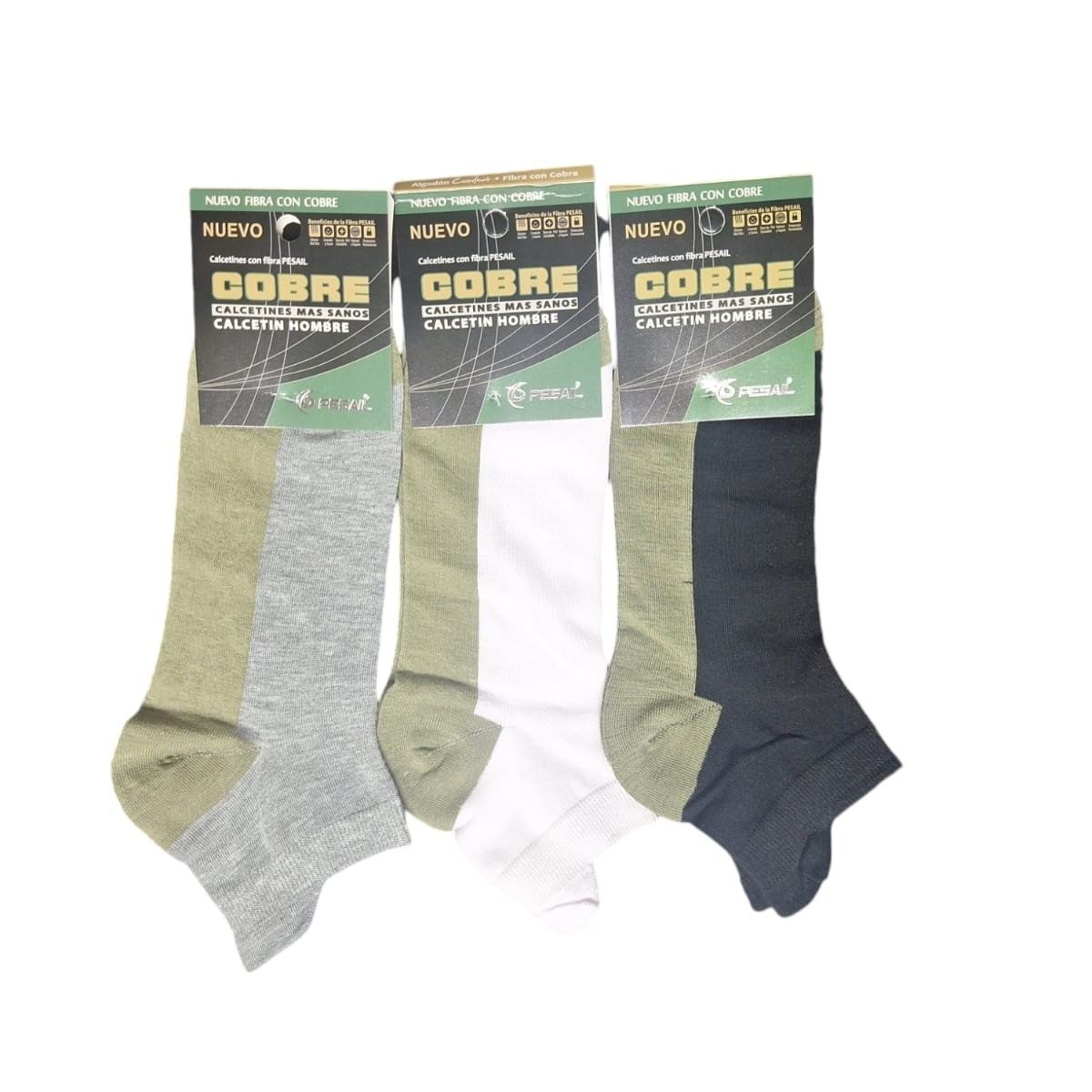 GARSIL - 12 Calcetines Calcetas Cobre Algodon Para Hombre - Deportiva Tobillera