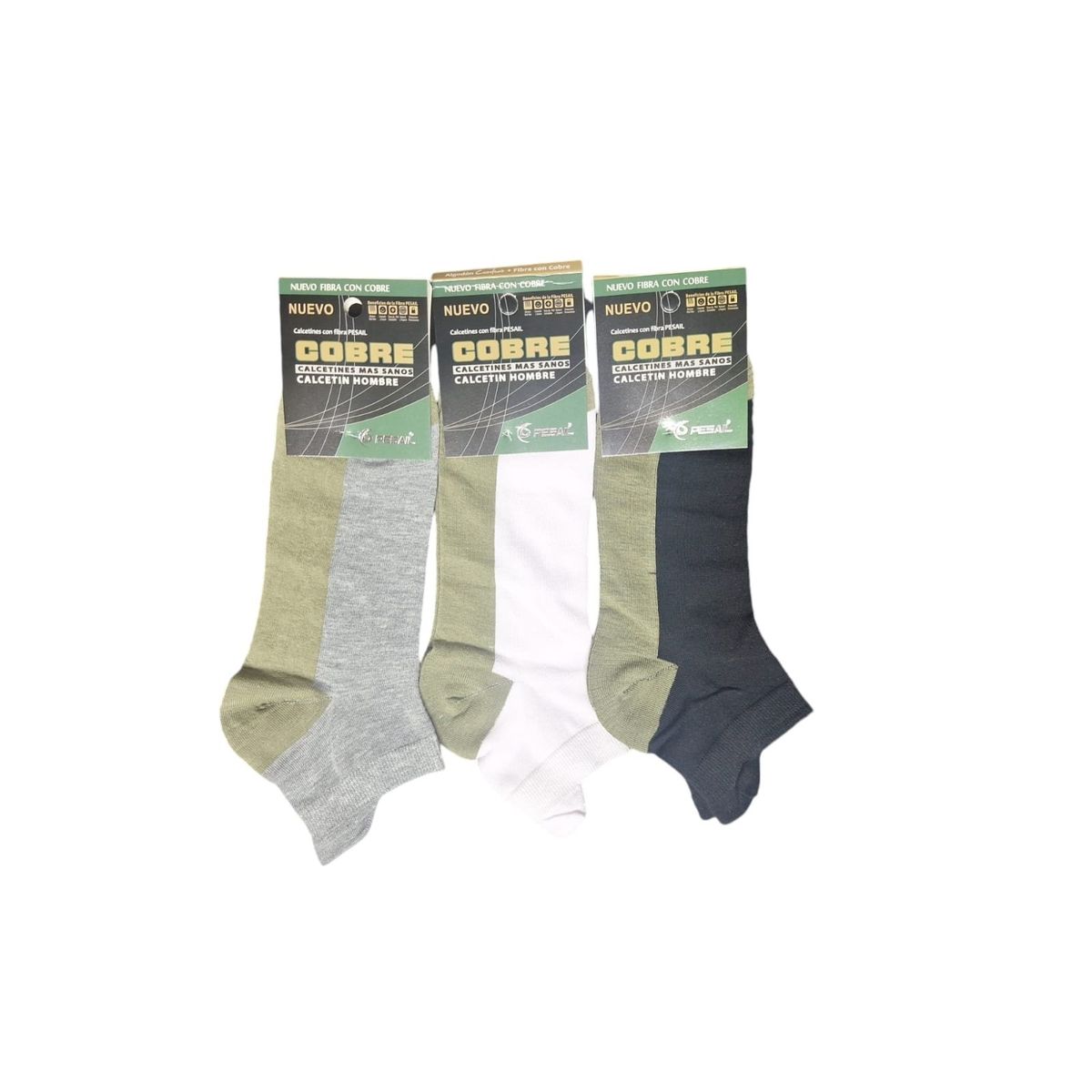 GARSIL - 12 Calcetines Calcetas Cobre Algodon Para Hombre - Deportiva Tobillera