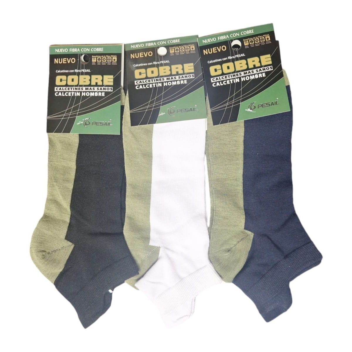 GARSIL - 12 Calcetines Calcetas Cobre Algodon Para Hombre - Deportiva Tobillera