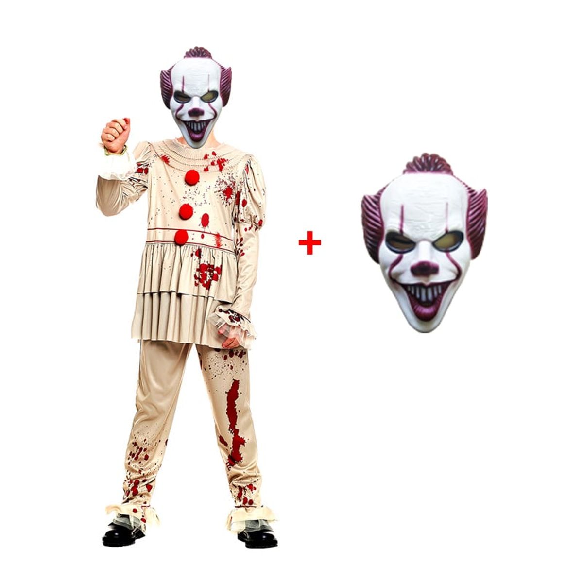TODODISFRACESCHILE - Disfraz Payaso IT Niños Máscara Halloween 7 aa 9 años