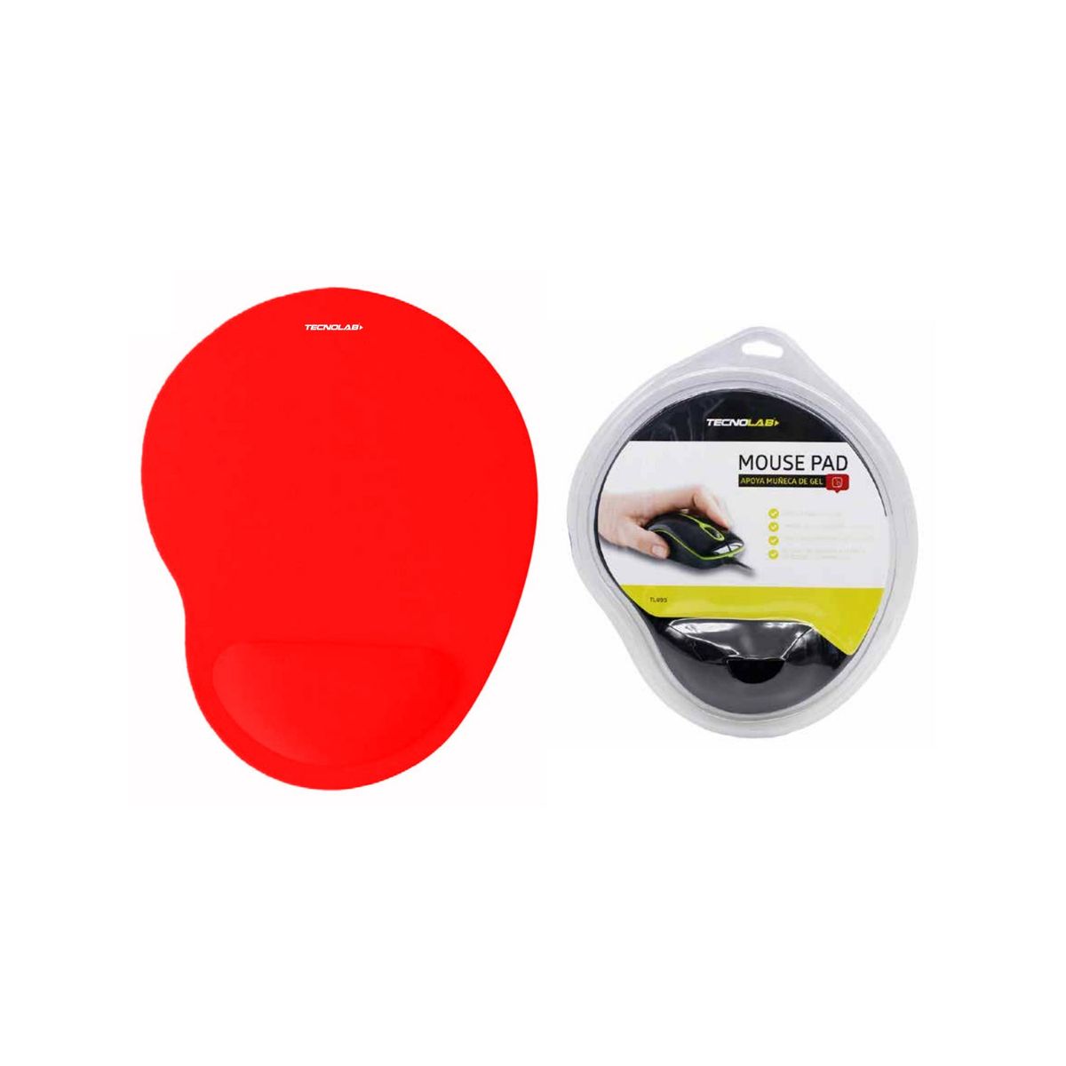 TECNOLAB - Mouse Pad Con Apoya Muñeca De Gel Rojo - SC