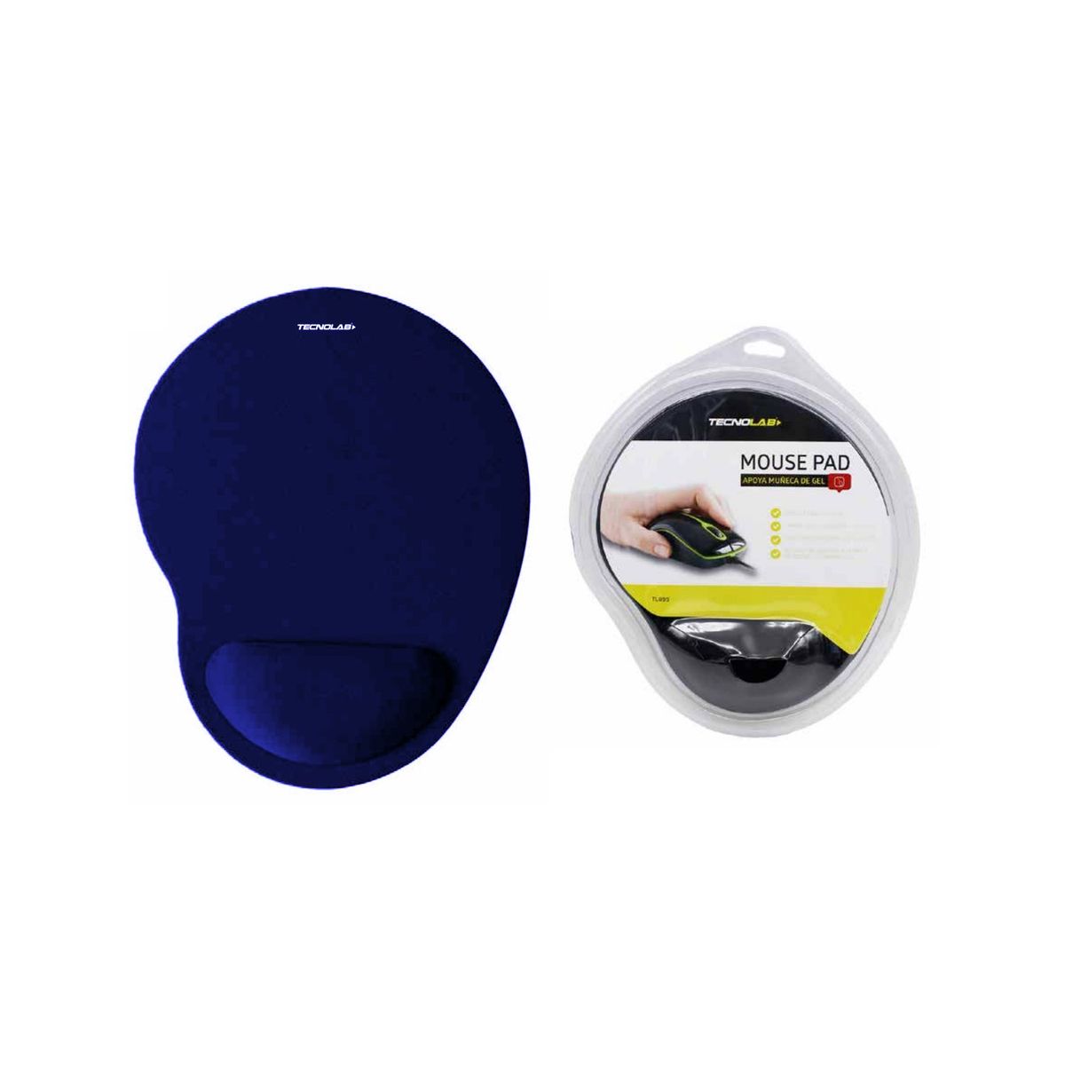 TECNOLAB - Mouse Pad Con Apoya Muñeca De Gel Azul - SC