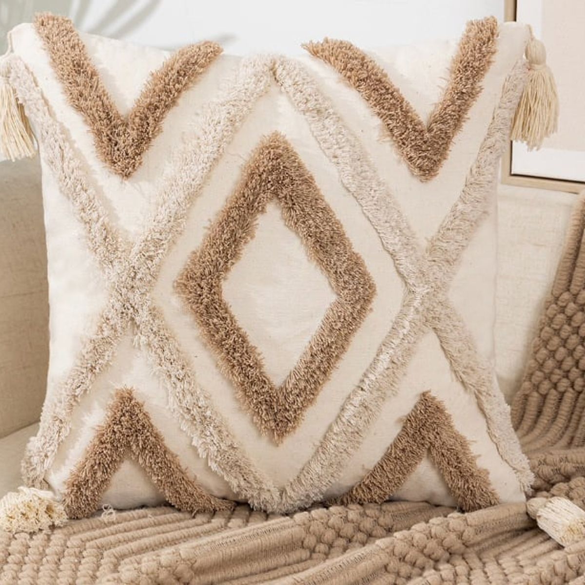 GENERICO - SET 4 FUNDA PARA COJIN MODELO BOHO 45X45