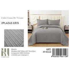 ANGELES DEL HOGAR - Cubrecama De verano 2 Plazas MUSAS Color  Color Gris