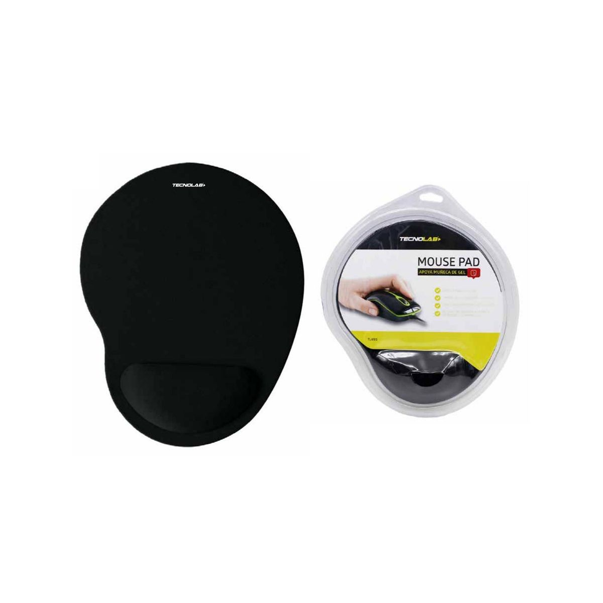 TECNOLAB - Mouse Pad Con Apoya Muñeca De Gel Negro - SC