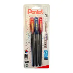 PENTEL - Set 3 Lápices Gel Makkuro 07mm naranjo azul rojo