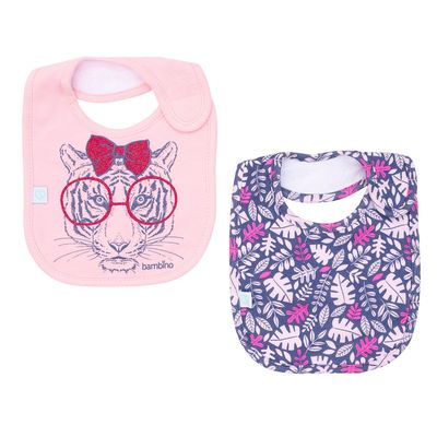 Imagen 2 del producto Set 2 Babero Algodón Impermeable Azul Tigresa Niña