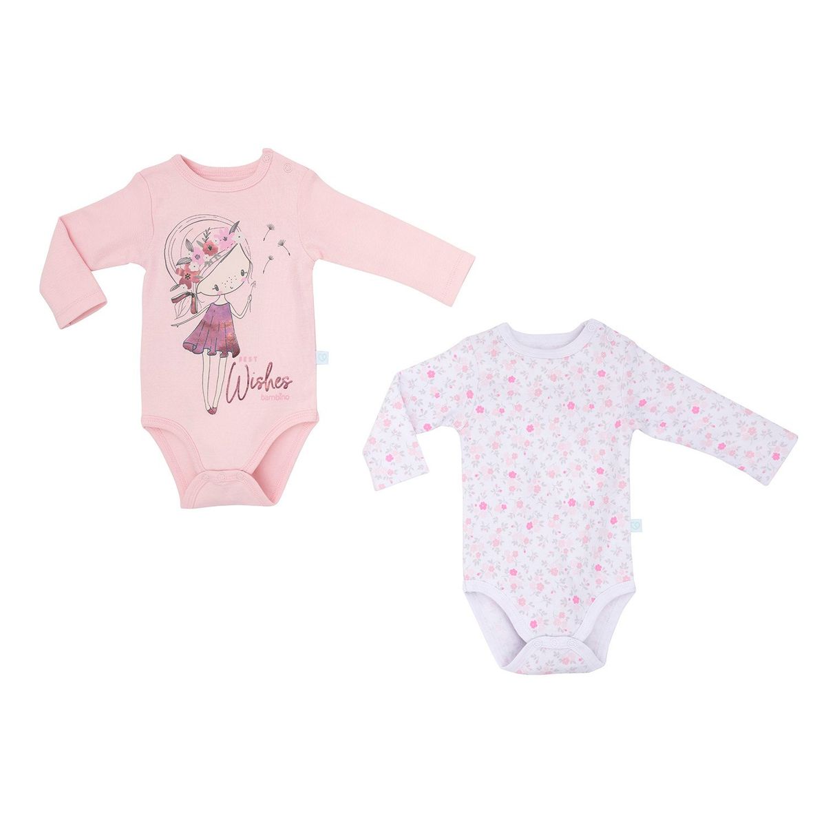 BAMBINO - Set 2 Bodys Manga Larga Rosado Hada Niña 18 - 24 Meses