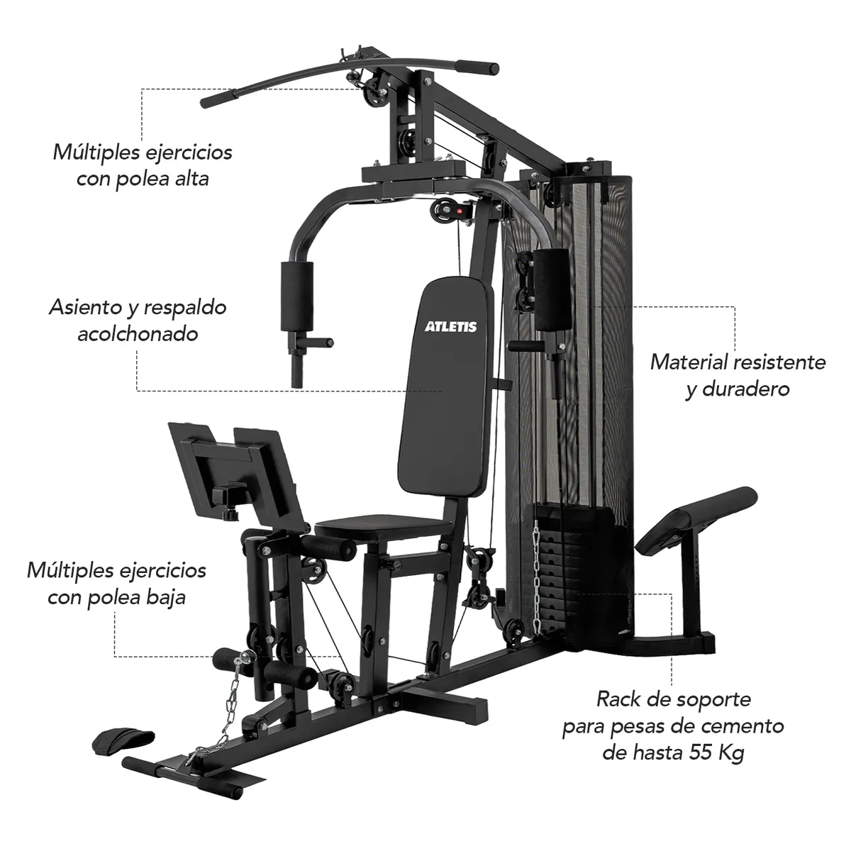 ATLETIS - Home Gym Multifuncional 55Kg Xtreme Force 300 Pro