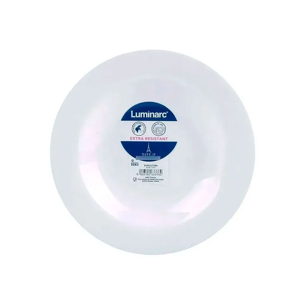LUMINARC - Plato Hondo Luminarc 22cm Opal Templado Extra Resistente X6