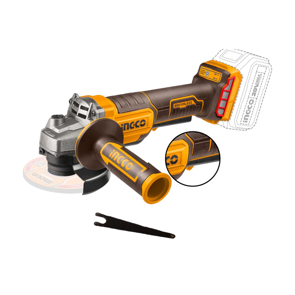 INGCO - Esmeril Inalámbrico Ingco 4 1/2 20v Brushless Cagli211156