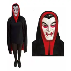 TODODISFRACESCHILE - Disfraz Capa Vampiro Dracula con Mascara Capucha Adulto