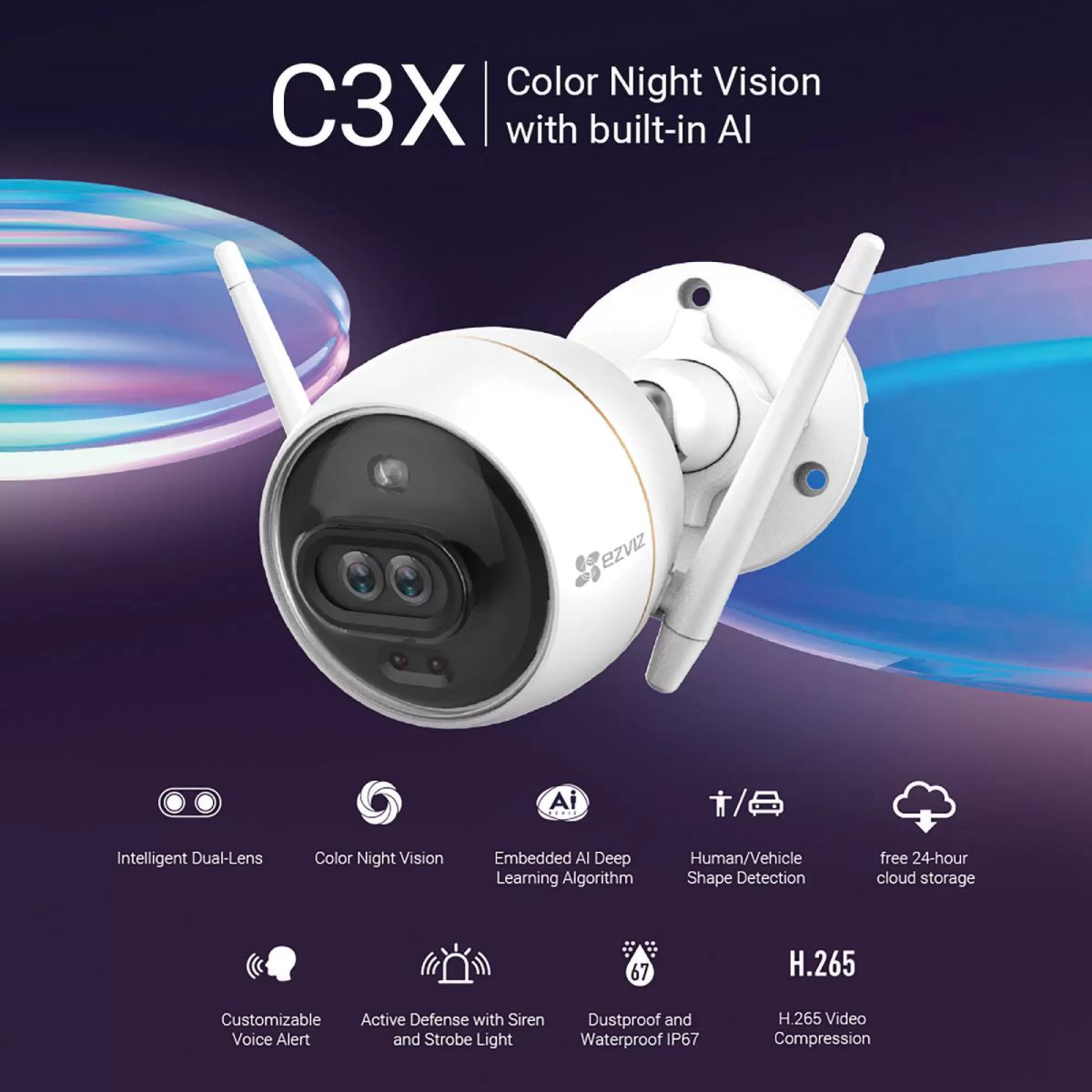 EZVIZ - Camara Wifi Ezviz C3x 2mp Doble Lente Con Ia Audio Color