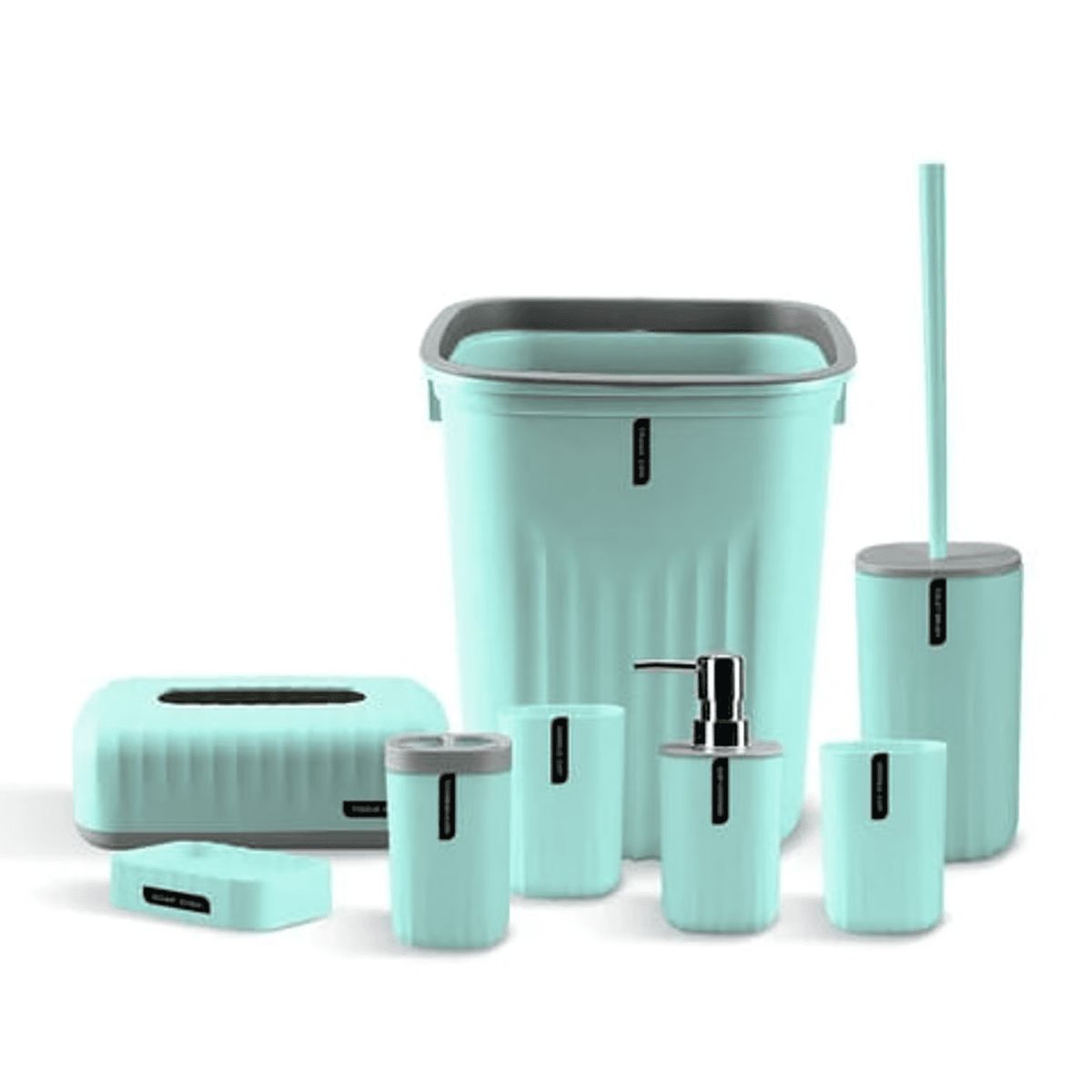 GENERICO - Set Juego De Baño 8 Piezas color verde Accesorios Elegante
