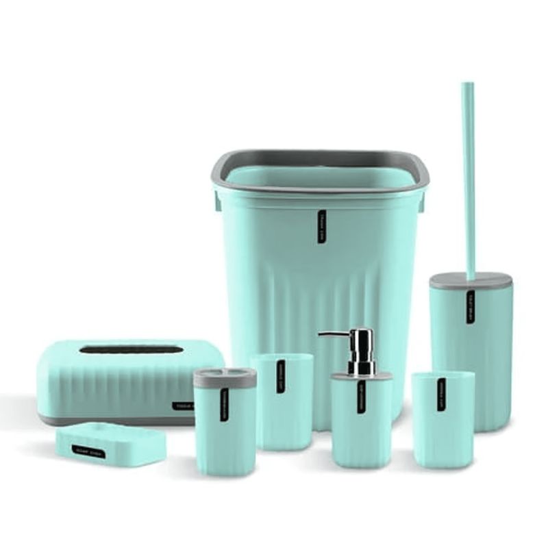 GENERICO - Set Juego De Baño 8 Piezas color verde Accesorios Elegante