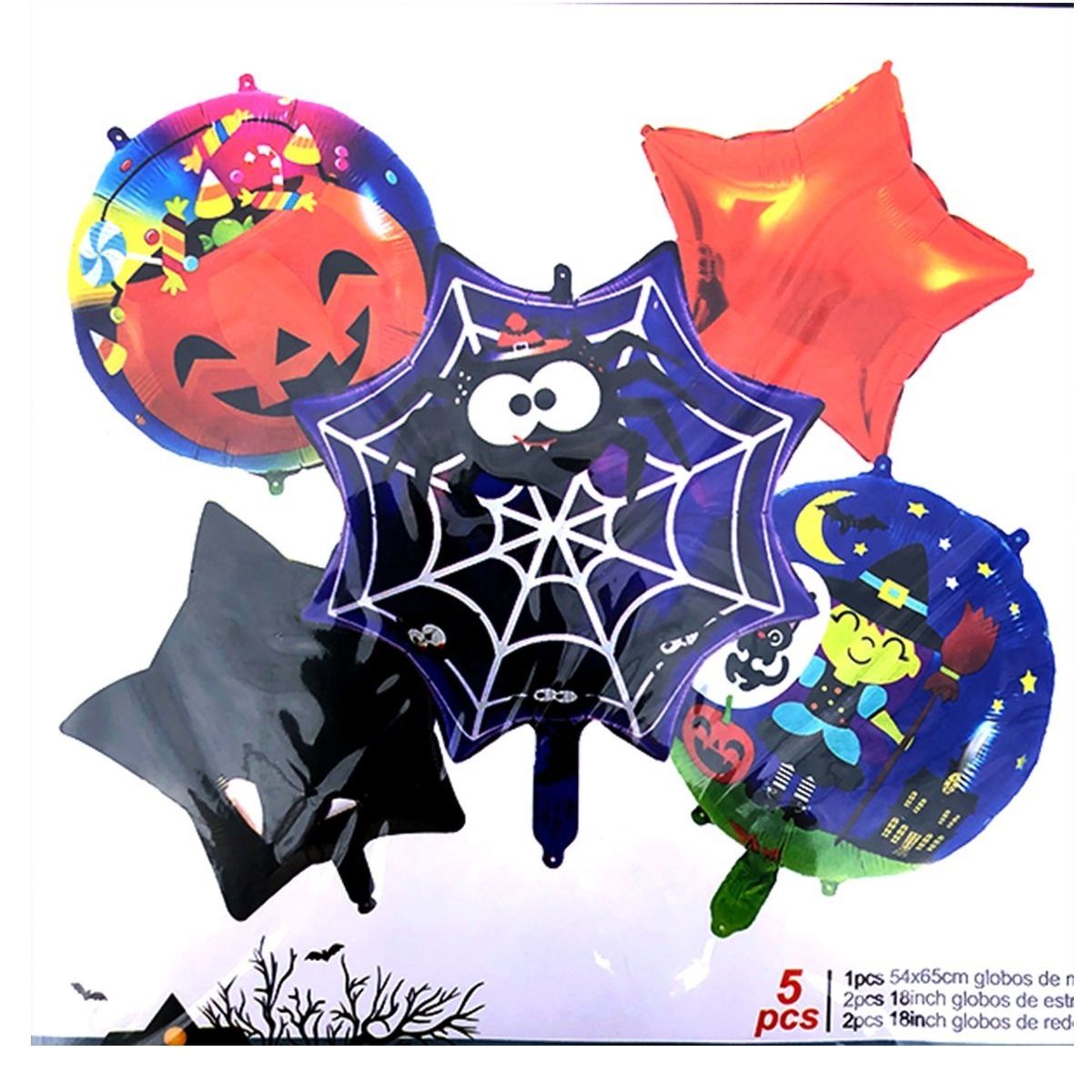 GENERICO - Set 5 Globos Metalico Halloween Fiesta Noche De Terror Fant