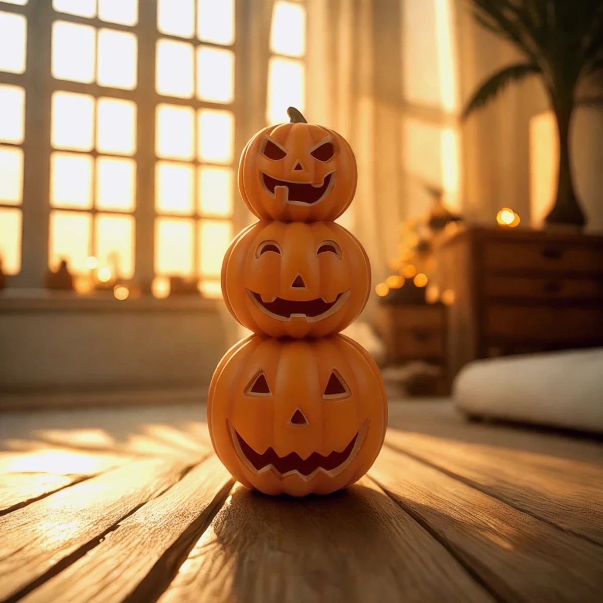 FRANK & MORTIS - Calabaza Con Luz Led 36x17cm Decoración Halloween F&m