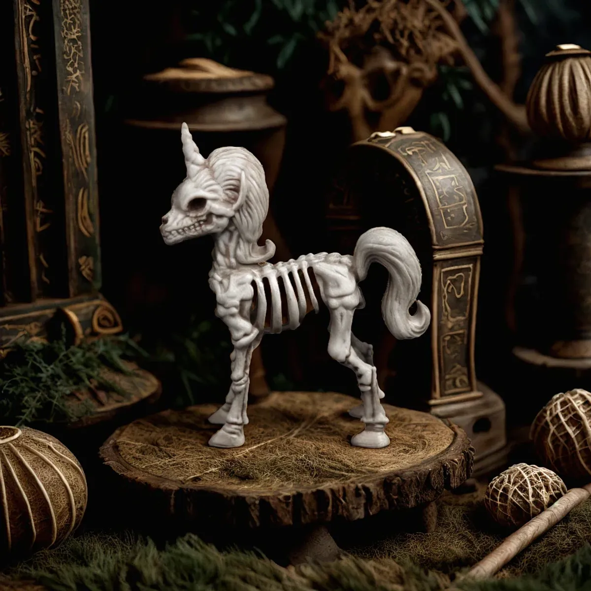 FRANK & MORTIS - Esqueleto Unicornio 21x17cm Decoración Halloween F&m