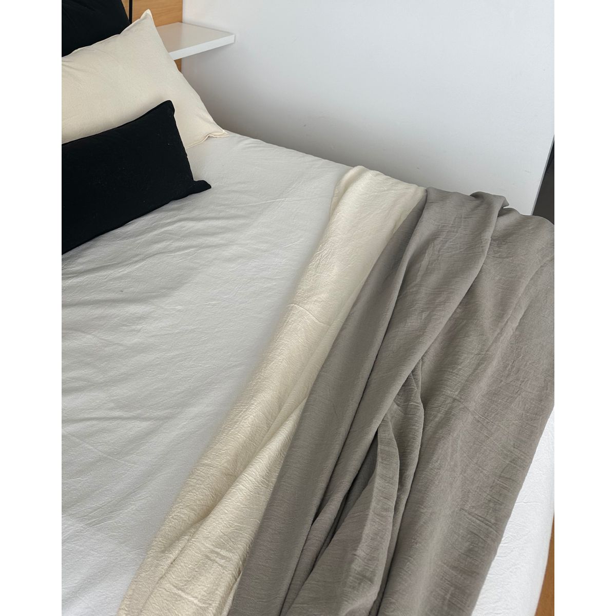 GENERICO - Piecera De Cama 220x90 - Pie De Cama De Gasa 100% Algodón Gris