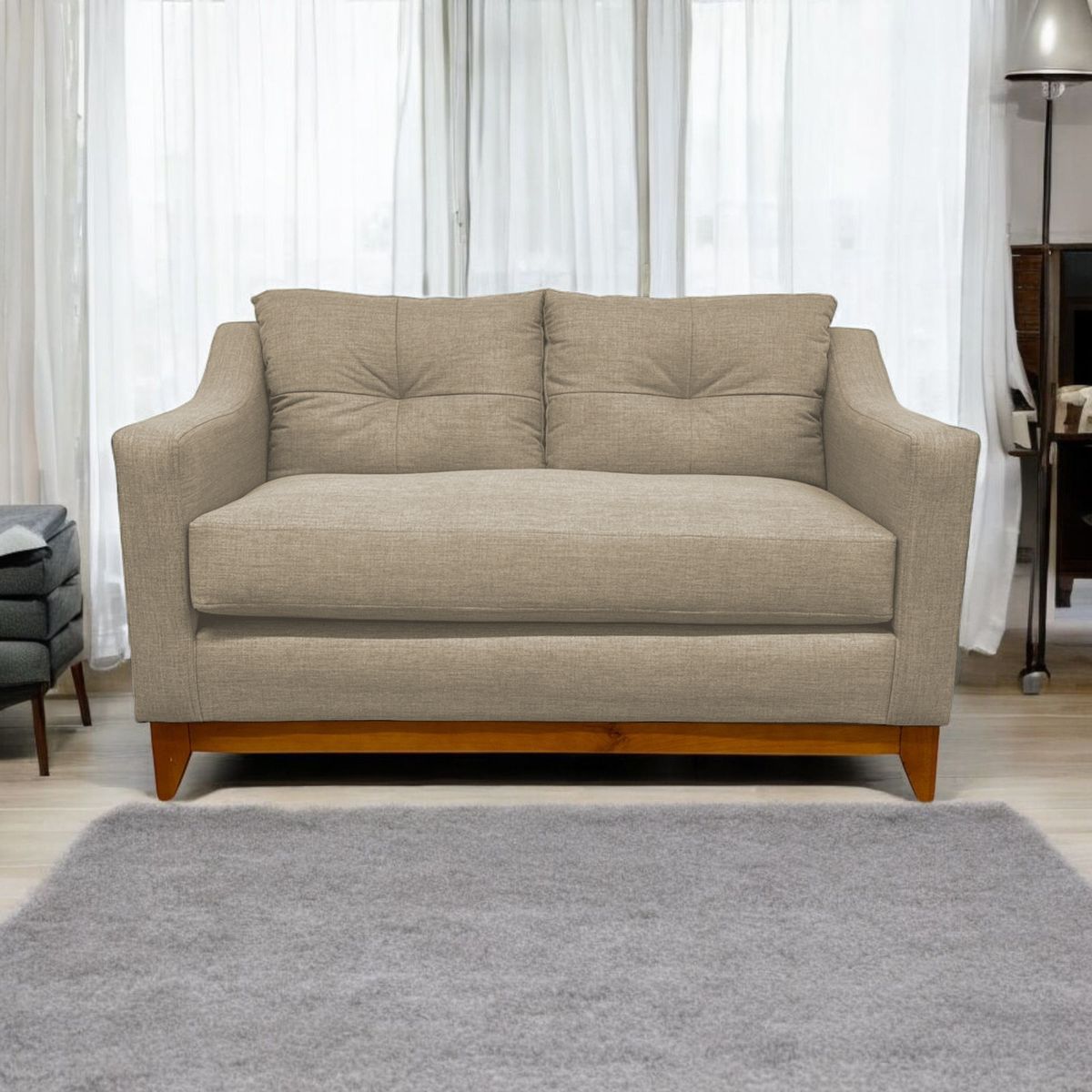 SOFAS HOME - SOFÁ CARRERA CHENILLE BEIGE 2 CUERPOS