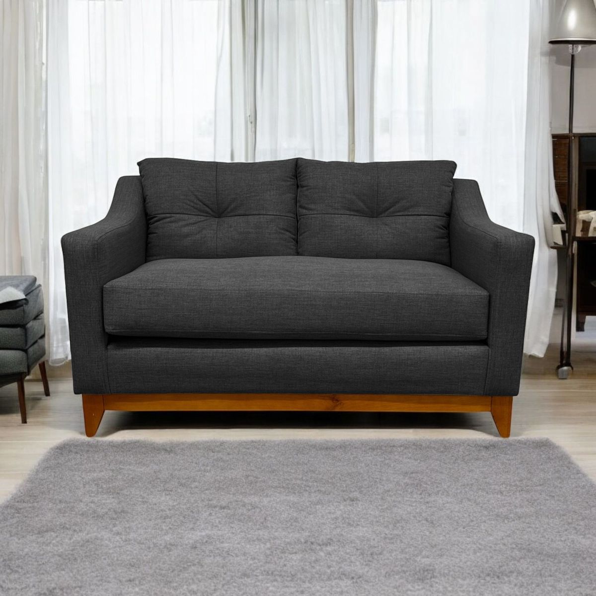 SOFAS HOME - SOFÁ CARRERA CHENILLE GRAFITO 2 CUERPOS