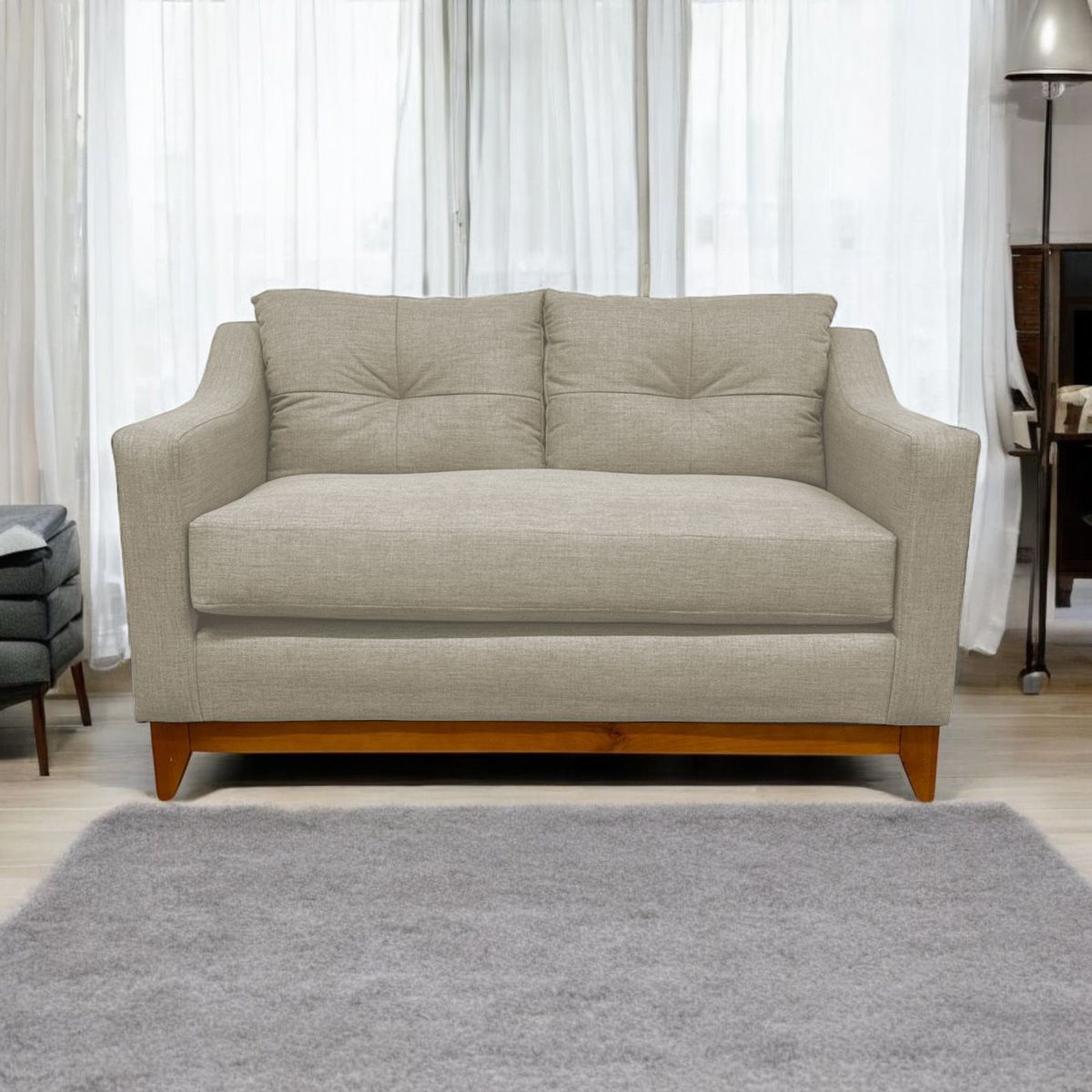 SOFAS HOME - SOFÁ CARRERA CHENILLE CRUDO 2 CUERPOS