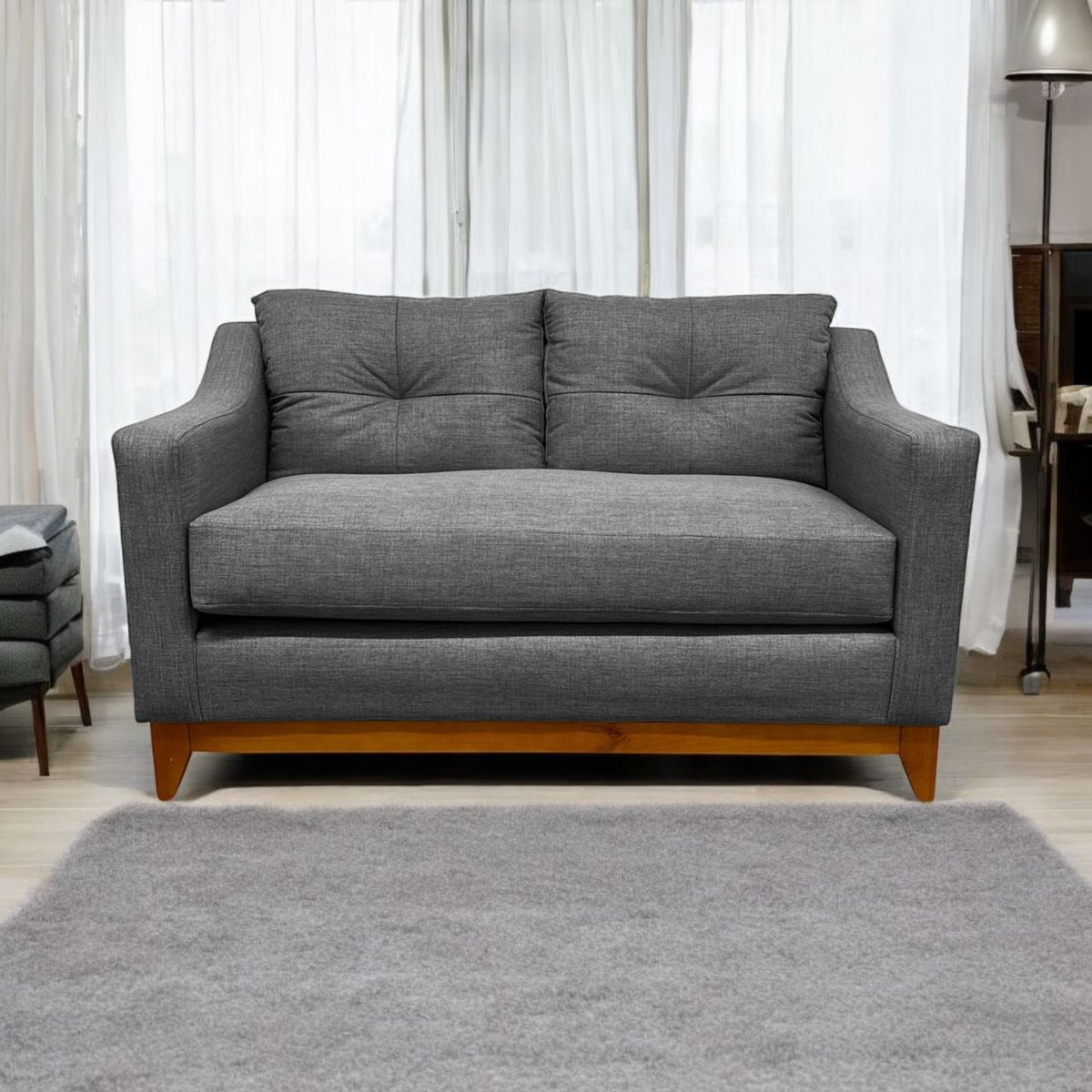 SOFAS HOME - SOFÁ CARRERA CHENILLE GRIS 2 CUERPOS