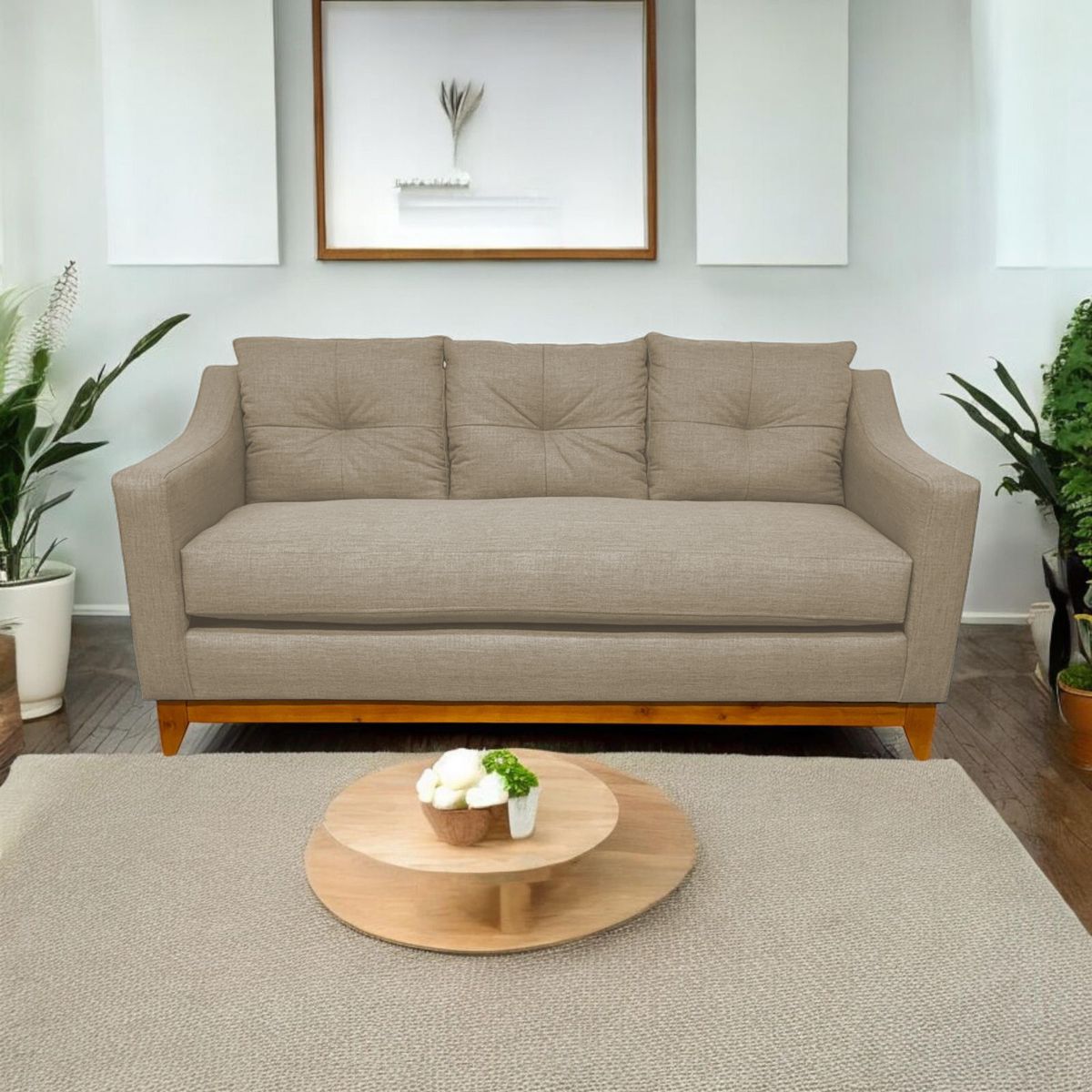 SOFAS HOME - SOFÁ CARRERA CHENILLE BEIGE 3 CUERPOS