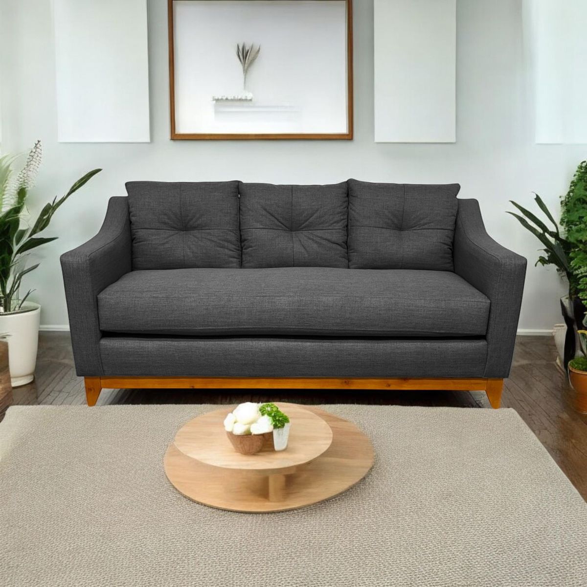 SOFAS HOME - SOFÁ CARRERA CHENILLE GRAFITO 3 CUERPOS