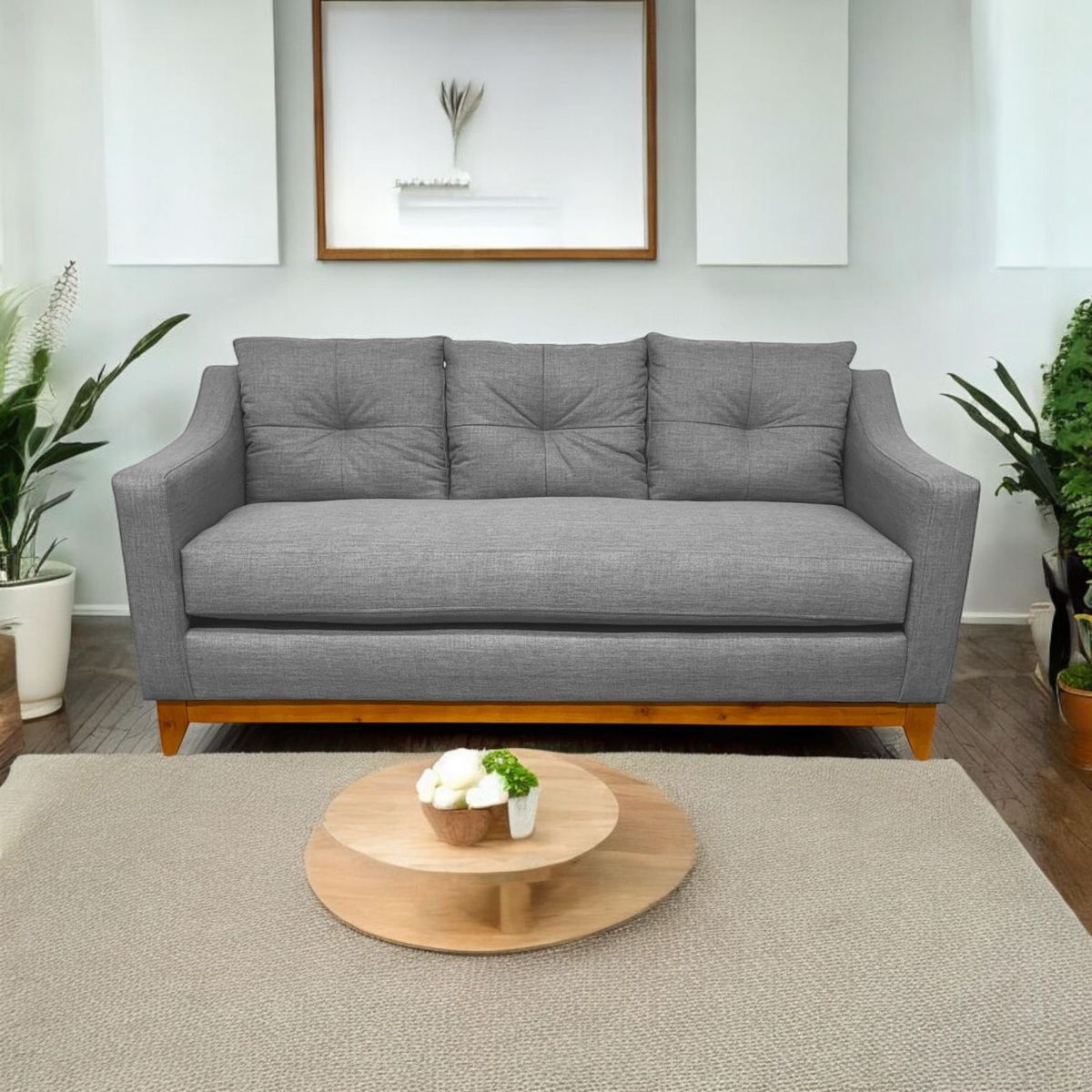SOFAS HOME - SOFÁ CARRERA CHENILLE GRIS 3 CUERPOS