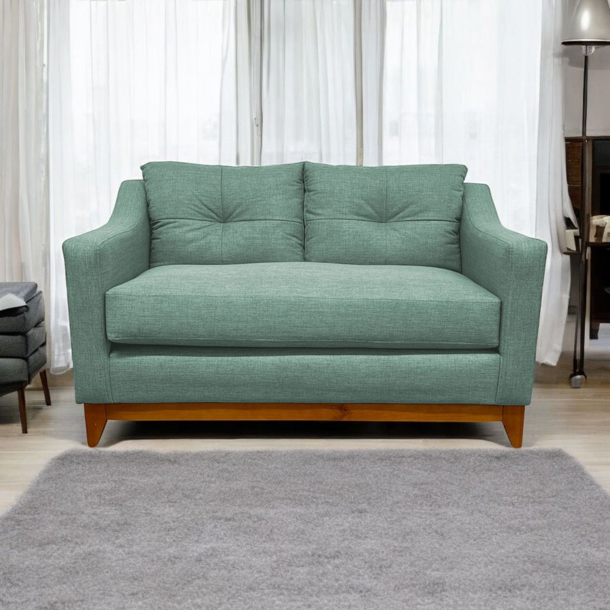 SOFAS HOME - SOFÁ CARRERA CHENILLE VERDE MENTA 2 CUERPOS