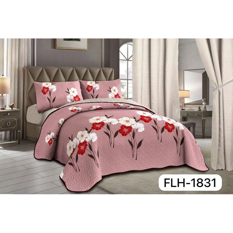 ANGELES DEL HOGAR - Cobertor  De Verano 2 Plaza Diseño Flores Rosa