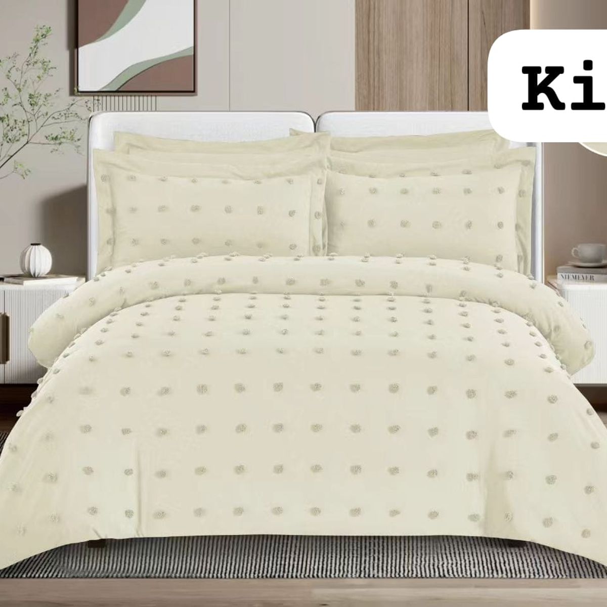 ANGELES DEL HOGAR - Cobertor de Verano Quilt King Crema