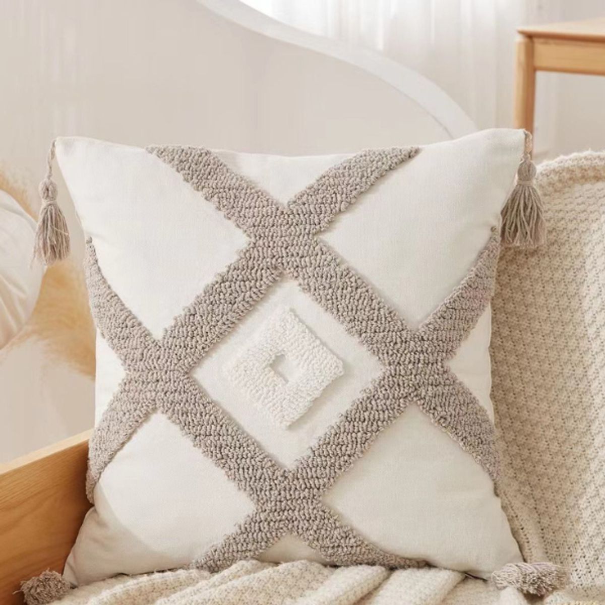 GENERICO - SET 4 FUNDA PARA COJIN MODELO BOHO 45X45 C12