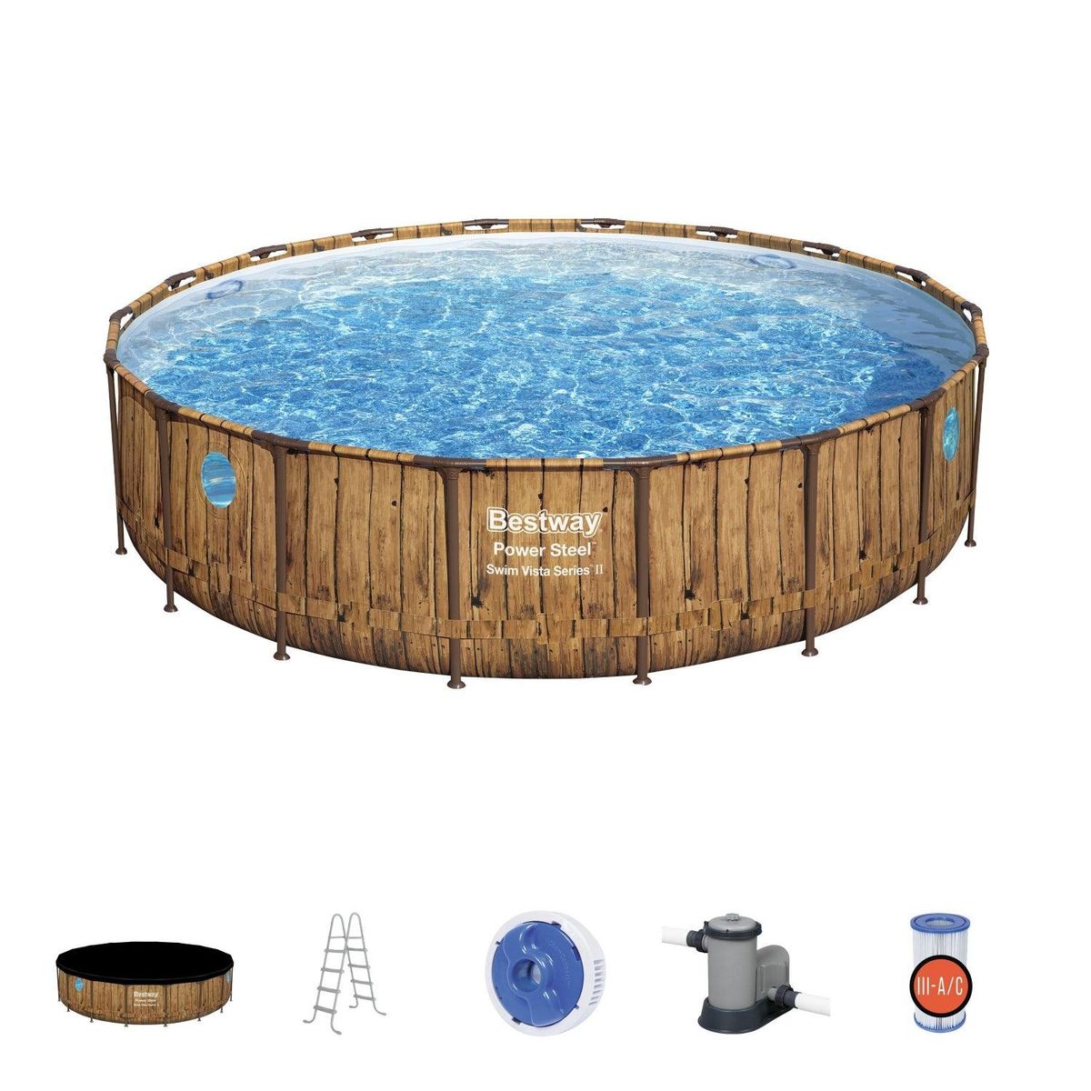 BESTWAY - Piscina Bestway Redonda con Ventana Cafe 5.49MX1.22M