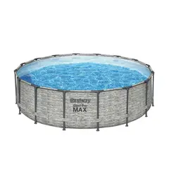 BESTWAY - Piscina Redonda SteelPro Max Gris Piedra 4.88MX1.22M