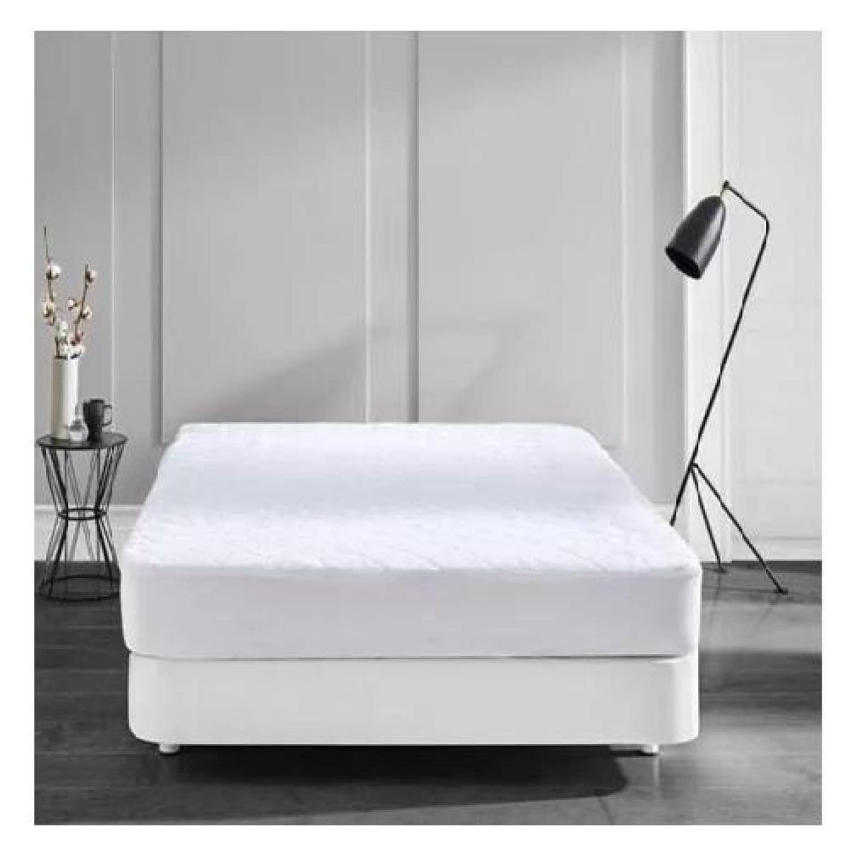 GENERICO - Funda cubre colchón impermeable 1 plaza, 190x90+30 cm, color blanco
