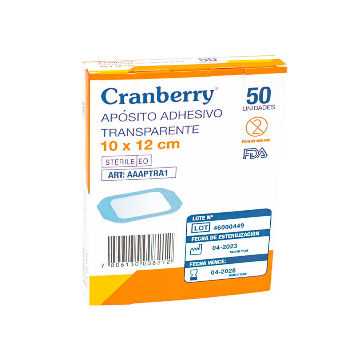 CRANBERRY - Apósito Adhesivo Transparente 10x12 Pack 50 Und